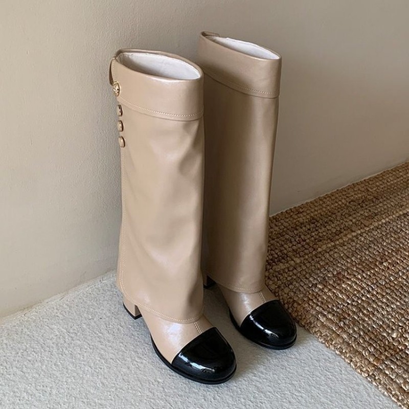 Eleganckie czarno-białe kozaki – Knee High Sock Women recenzja i cena
